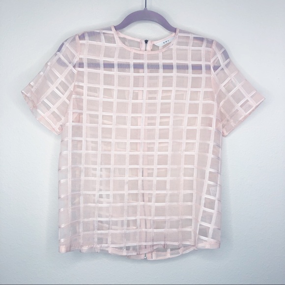 Anthropologie Tops - Anthropologie Sol Window Pane Sheer Zip Back Top